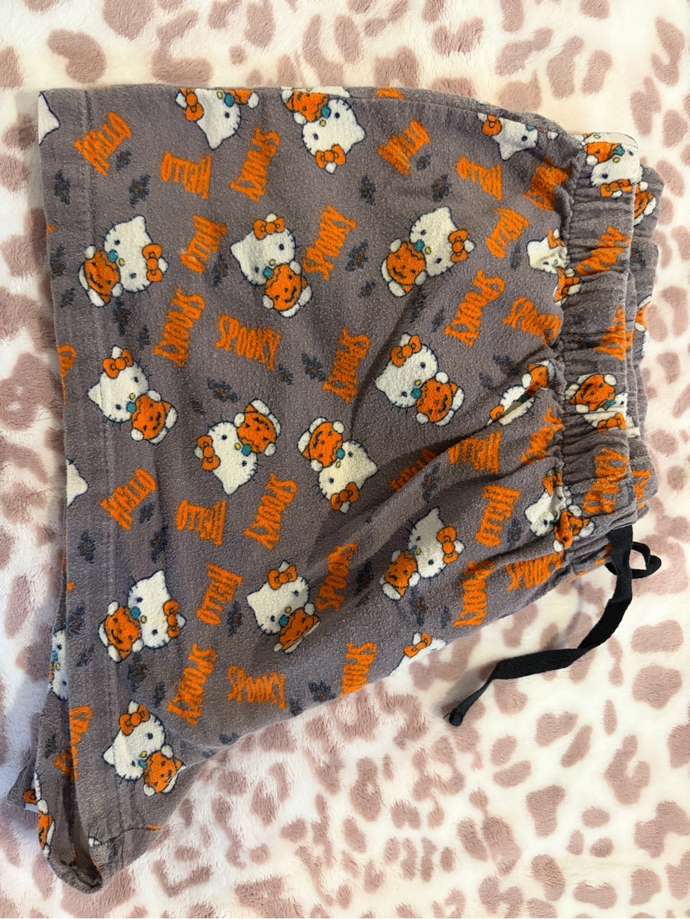 Hello Kitty Gray & Orange Plush Drawstring Pouch
